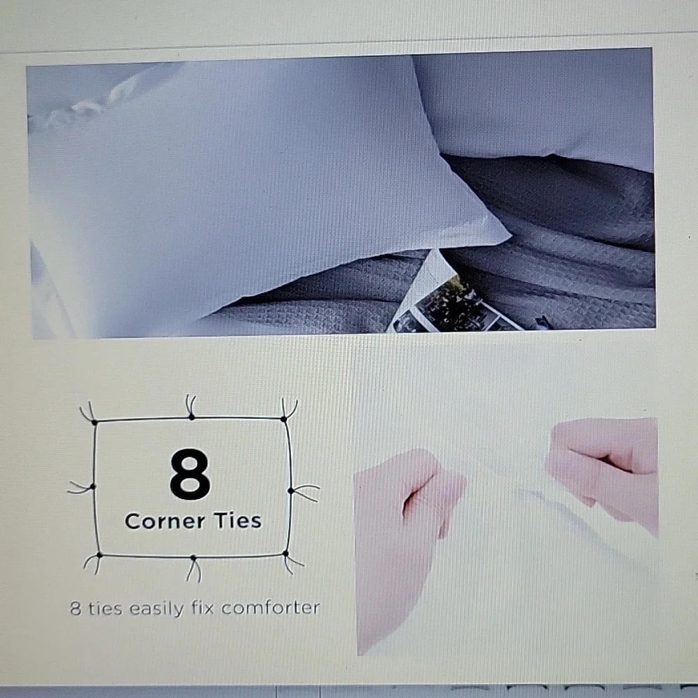 Bedsure bright white 3 piece duvet cover set Queen 90x90